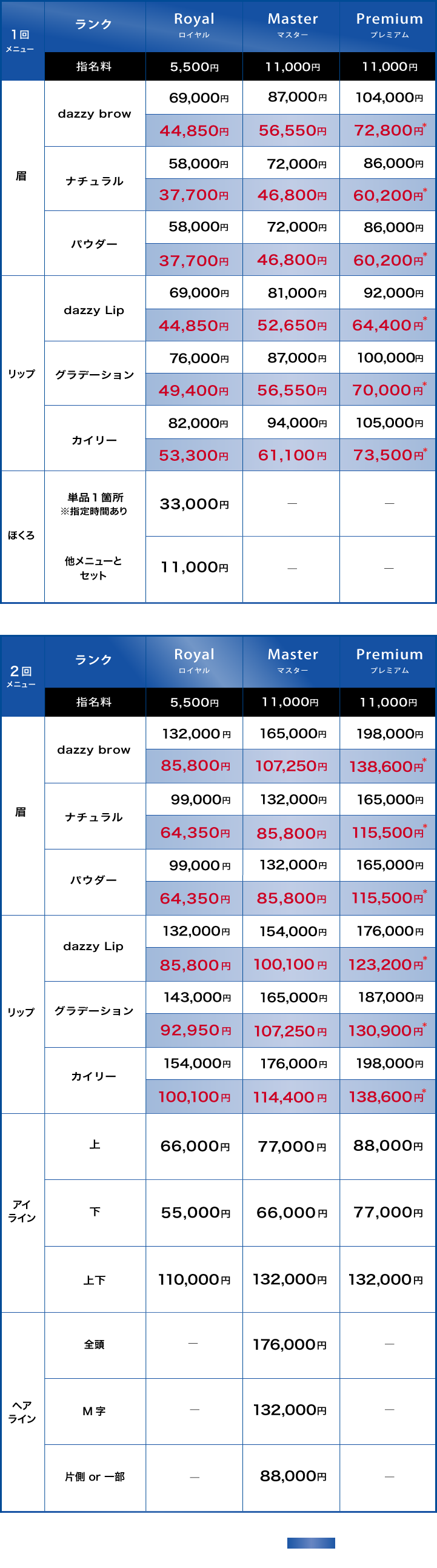 料金表