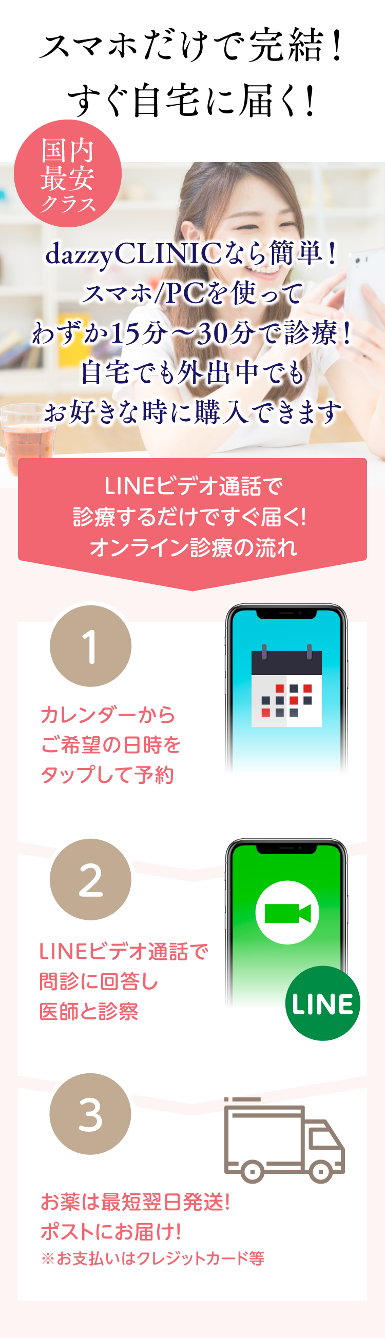 スマホだけで完結！すぐ自宅に届く！